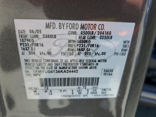 2006 Ford Escape Limited VIN: 1FMYU04136KA24442 Lot: 59124624