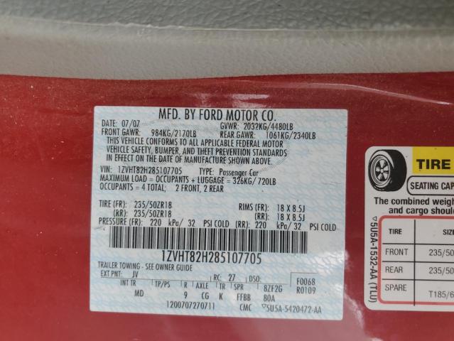 2008 Ford Mustang Gt VIN: 1ZVHT82H285107705 Lot: 60761464