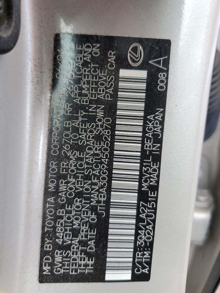 JTHBA30G945052870 2004 Lexus Es 330