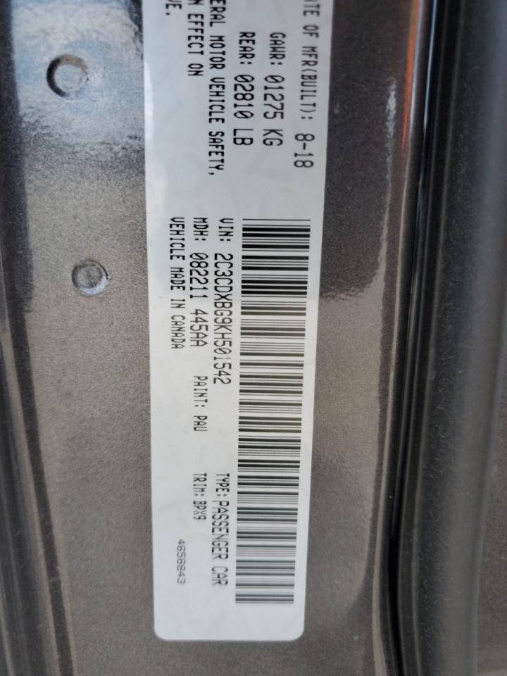 2C3CDXBG9KH501542 2019 Dodge Charger Sxt