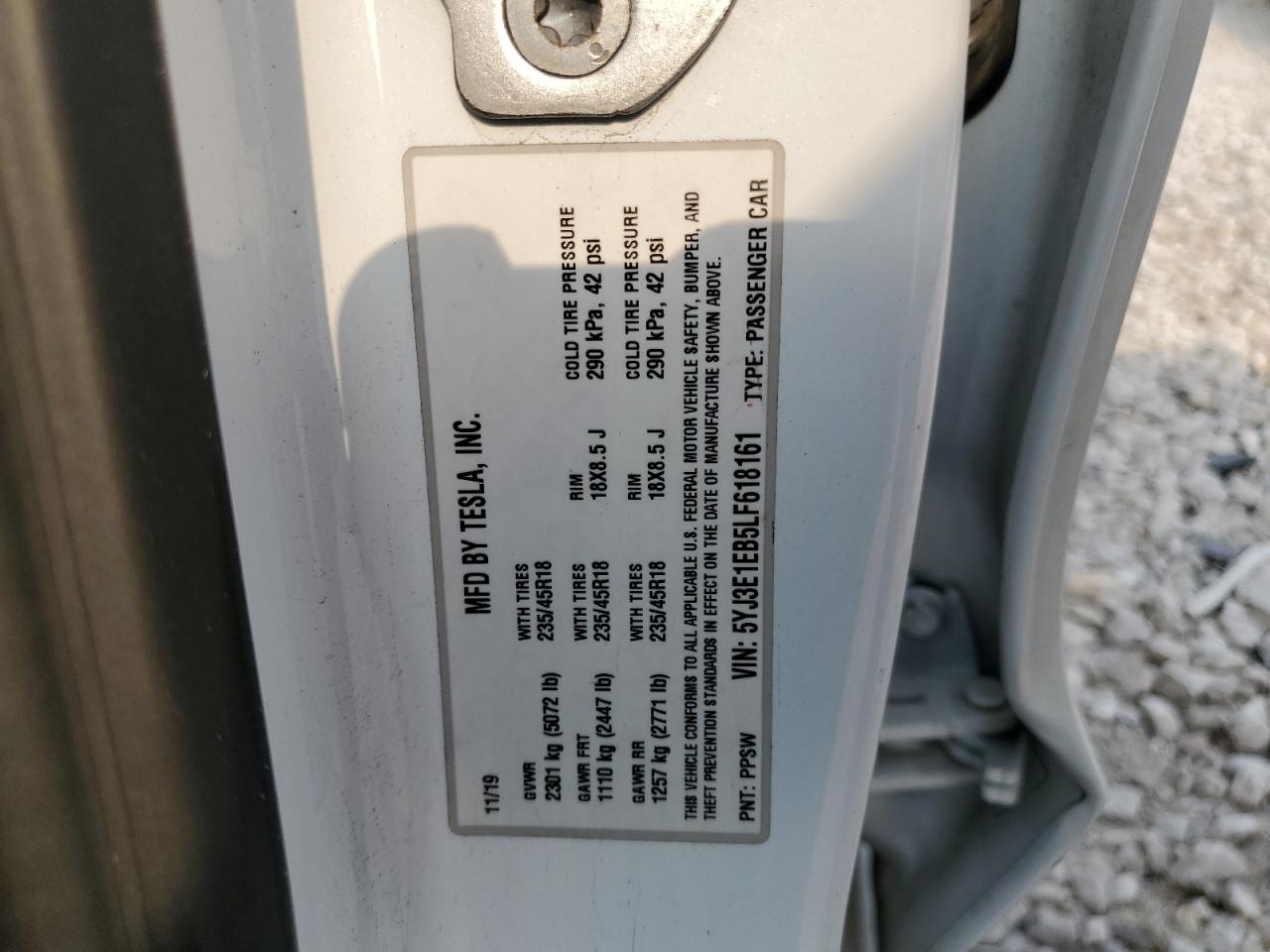 5YJ3E1EB5LF618161 2020 Tesla Model 3