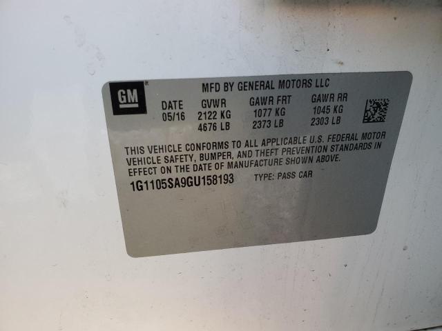 2016 Chevrolet Impala Lt VIN: 1G1105SA9GU158193 Lot: 58047564