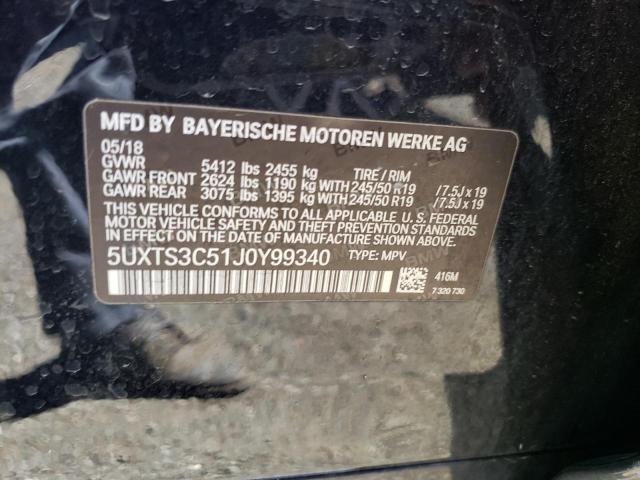 VIN 5UXTS3C51J0Y99340 2018 BMW X3, Xdrivem40I no.13