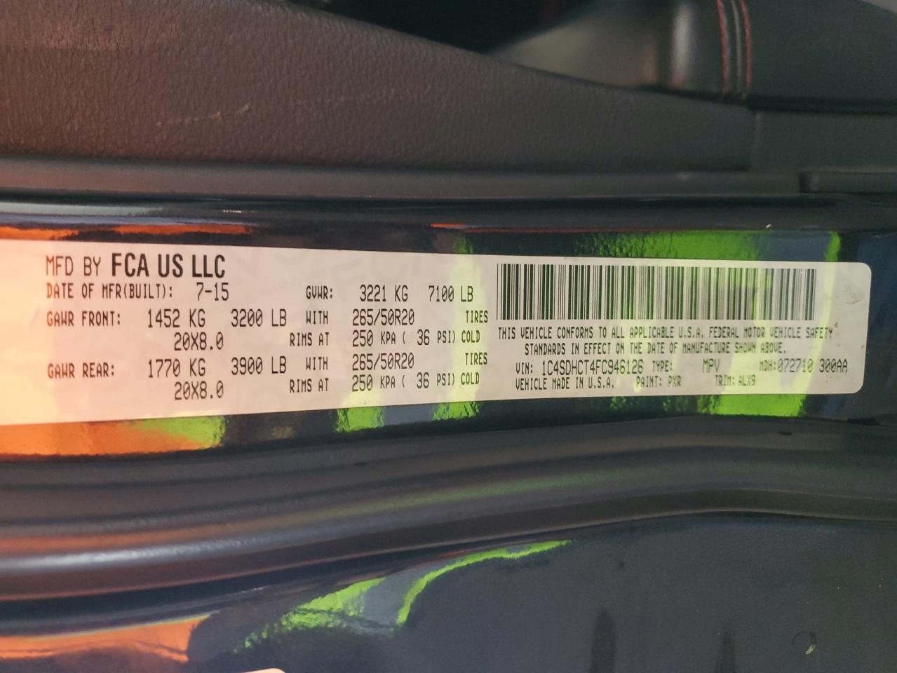 1C4SDHCT4FC946126 2015 Dodge Durango R/T