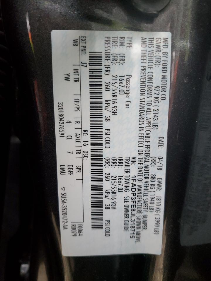 1FADP3FE8JL318715 2018 Ford Focus Se