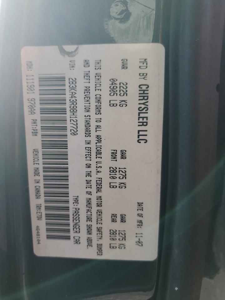 2B3KA43R98H127720 2008 Dodge Charger