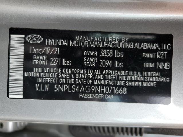 2022 Hyundai Elantra Sel VIN: 5NPLS4AG9NH071668 Lot: 59147384