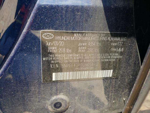2020 Hyundai Sonata Sel VIN: 5NPEF4JA0LH054912 Lot: 59079084