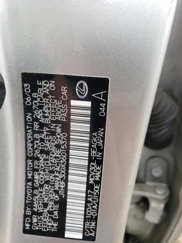 2003 Lexus Es 300 VIN: JTHBF30GX36015370 Lot: 57209664