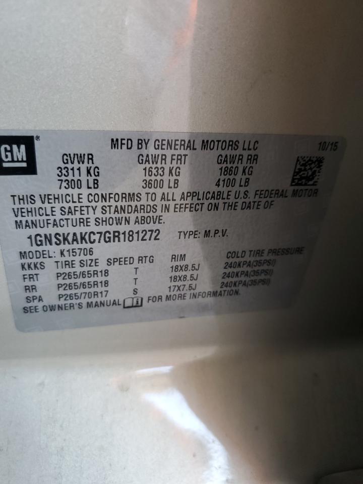 1GNSKAKC7GR181272 2016 Chevrolet Tahoe K1500 Ls