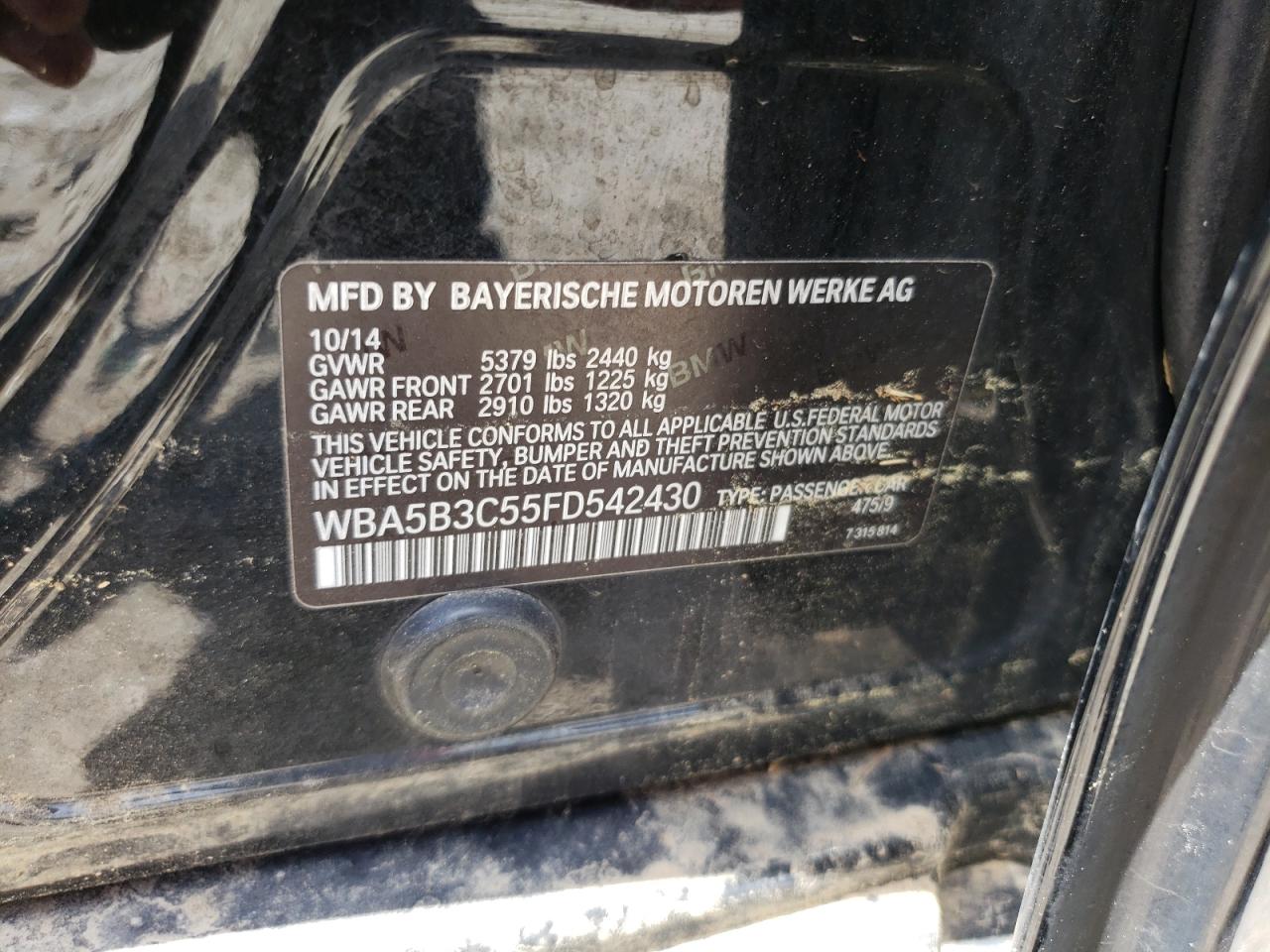 WBA5B3C55FD542430 2015 BMW 535 Xi