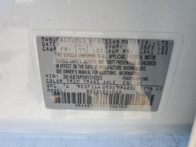 2017 Nissan Sentra S VIN: 3N1AB7AP5HY316923 Lot: 60482864