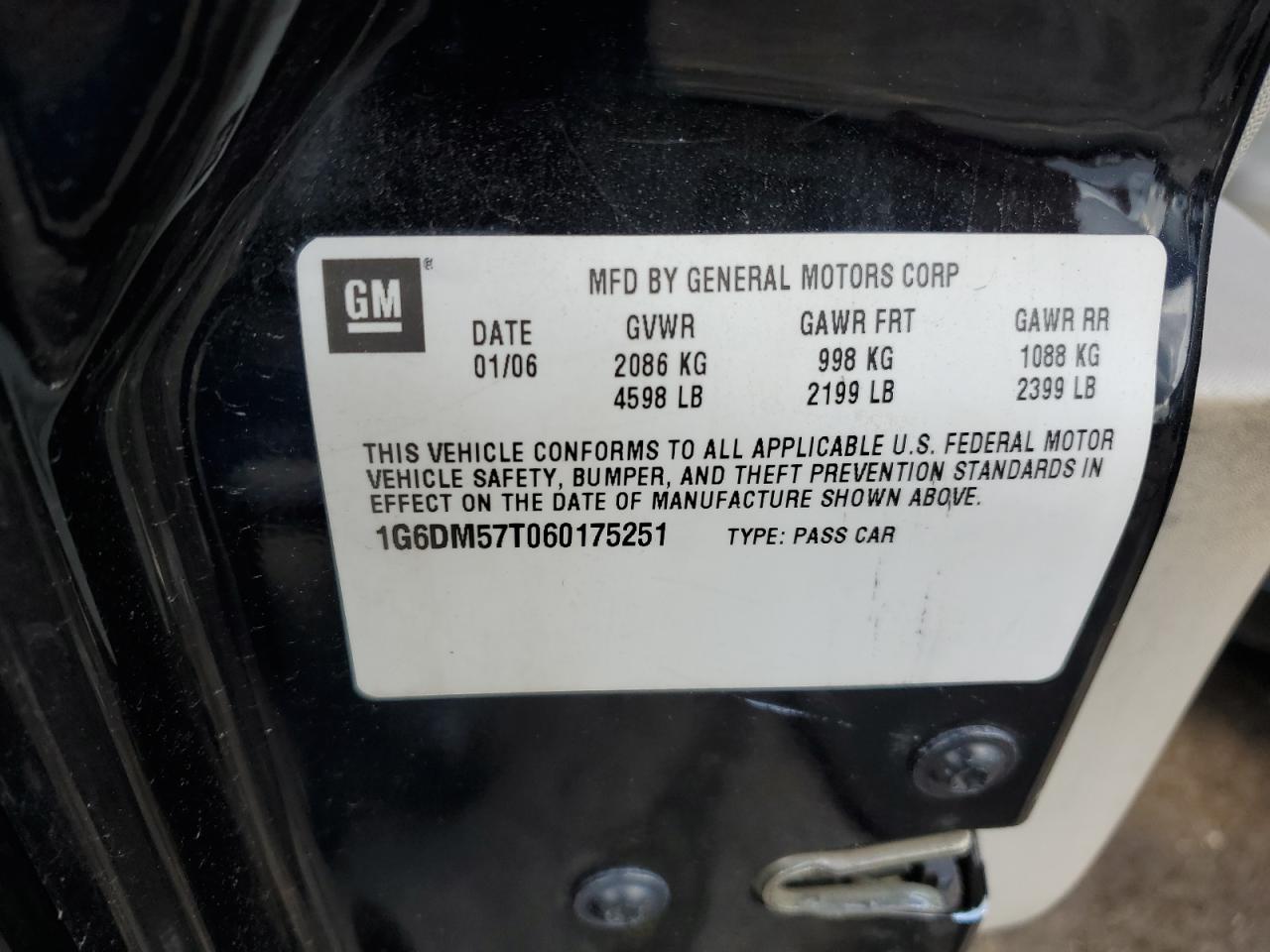 1G6DM57T060175251 2006 Cadillac Cts