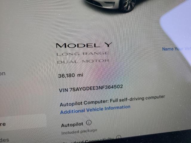 2022 Tesla Model Y VIN: 7SAYGDEE3NF364502 Lot: 57359544