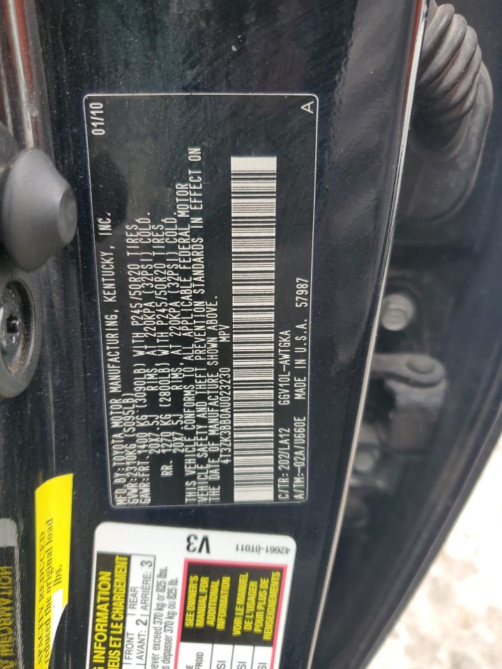 4T3ZK3BB0AU023230 2010 Toyota Venza