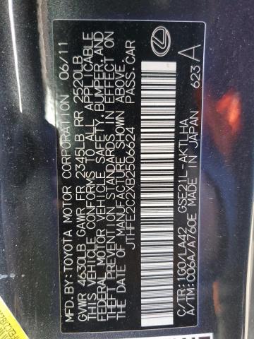 2011 Lexus Is 350 VIN: JTHFE2C2XB2506624 Lot: 60463964