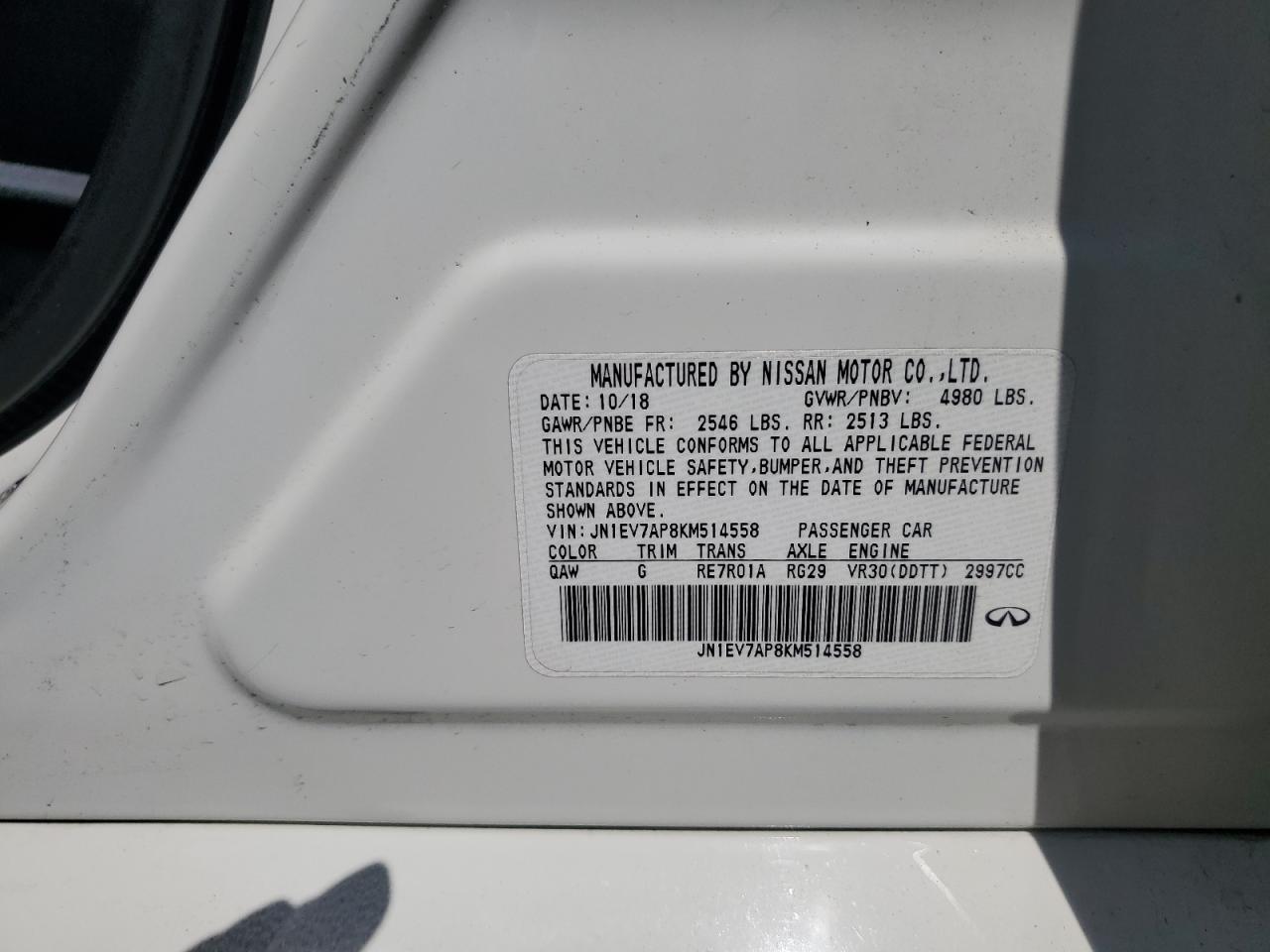 JN1EV7AP8KM514558 2019 Infiniti Q50 Luxe