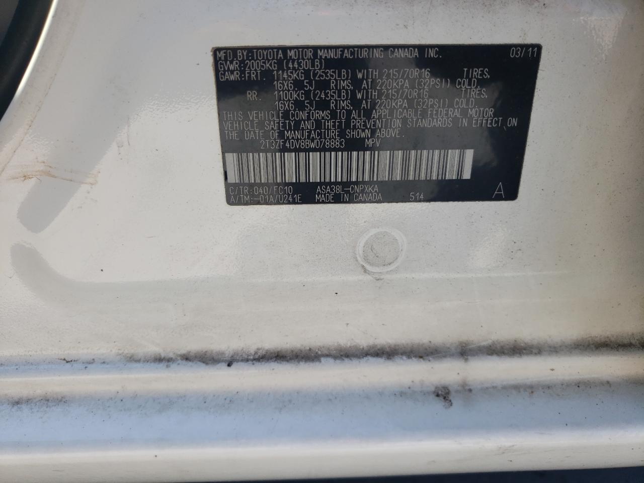 2T3ZF4DV8BW078883 2011 Toyota Rav4