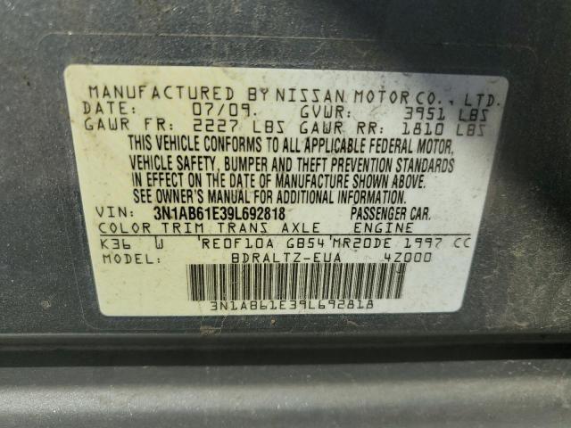 2009 Nissan Sentra 2.0 VIN: 3N1AB61E39L692818 Lot: 57956374