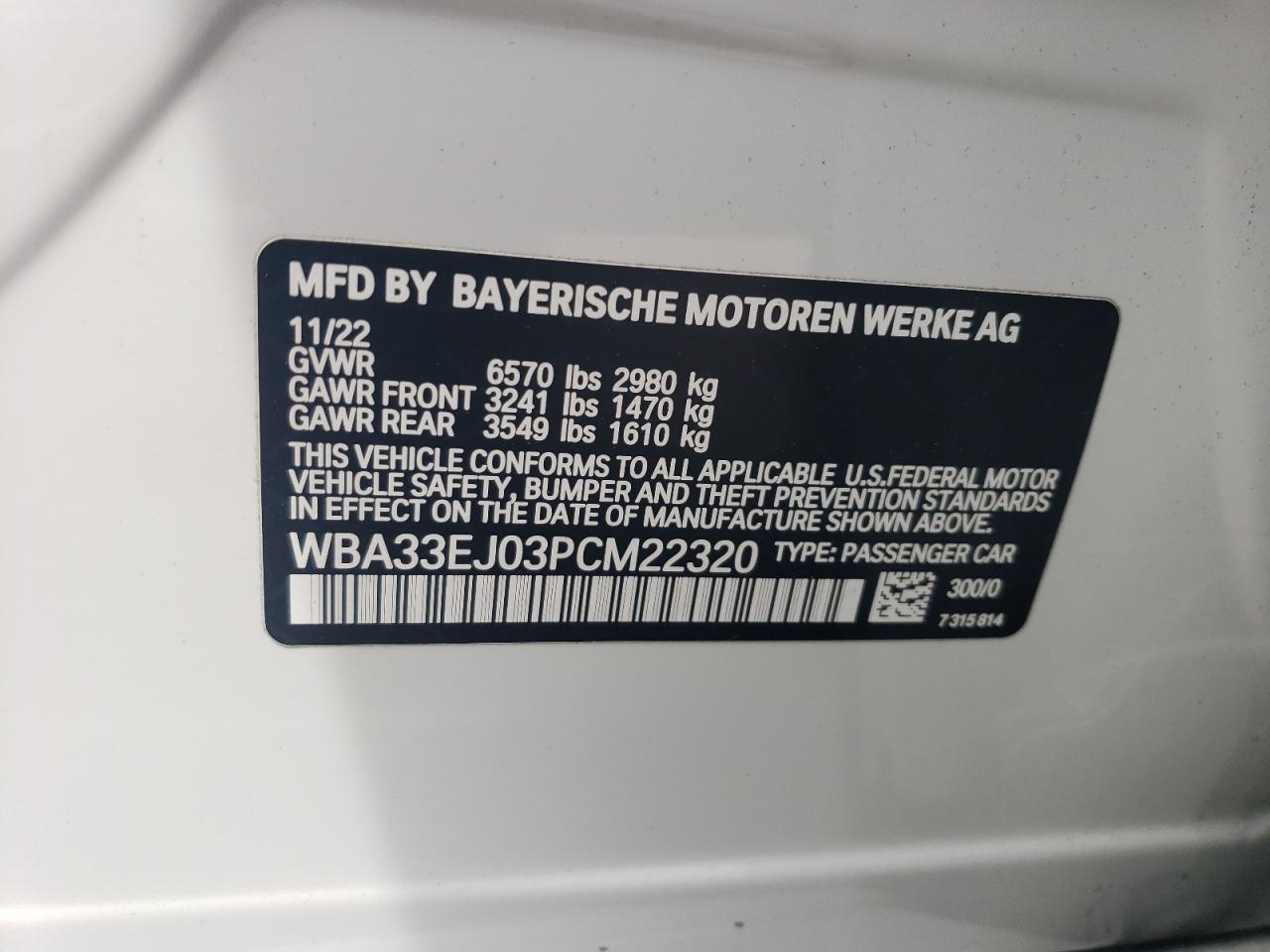 WBA33EJ03PCM22320 2023 BMW 760 Xi