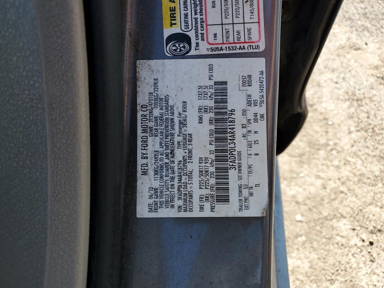 3FADP0L34AR418796 2010 Ford Fusion Hybrid