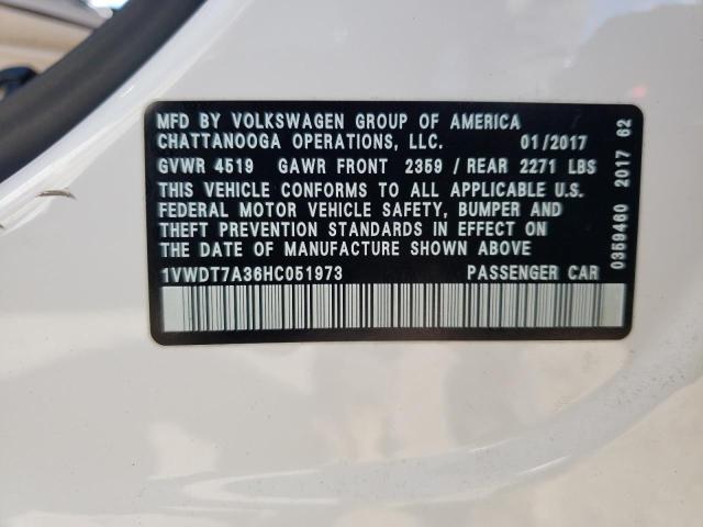 2017 Volkswagen Passat R-Line VIN: 1VWDT7A36HC051973 Lot: 58091234
