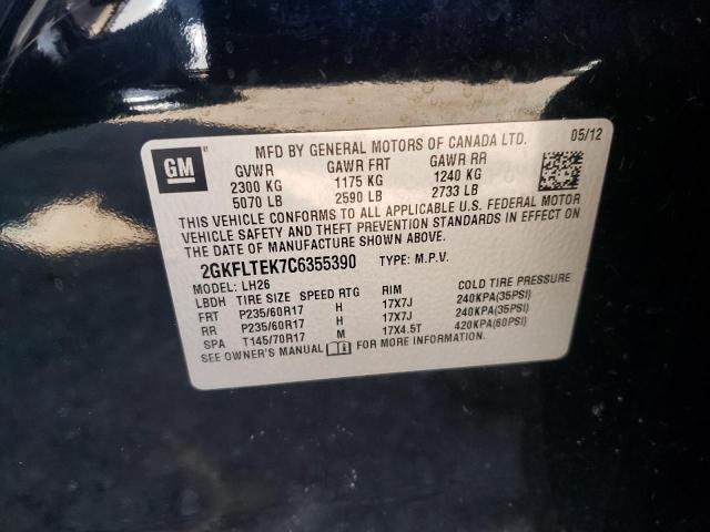 2012 GMC Terrain Sle VIN: 2GKFLTEK7C6355390 Lot: 58069104