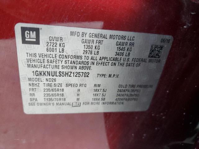 2017 GMC ACADIA SLT 1GKKNULS5HZ125702