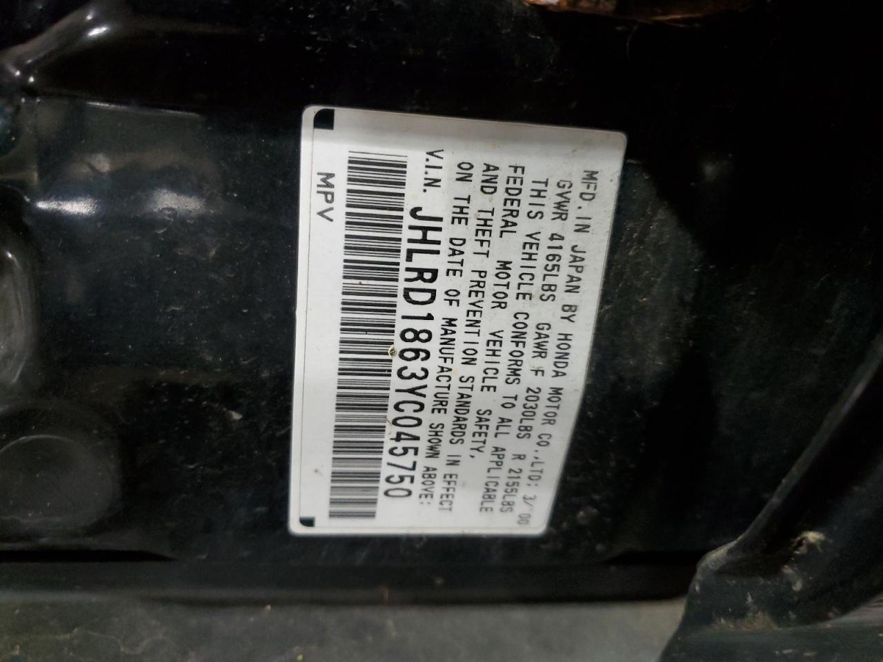 JHLRD1863YC045750 2000 Honda Cr-V Ex