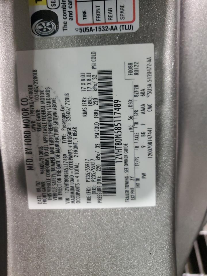 1ZVHT80N585117489 2008 Ford Mustang