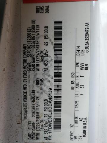 2013 Ford Econoline E350 Super Duty Cutaway Van VIN: 1FDWE3FL0DDA45139 Lot: 58145564