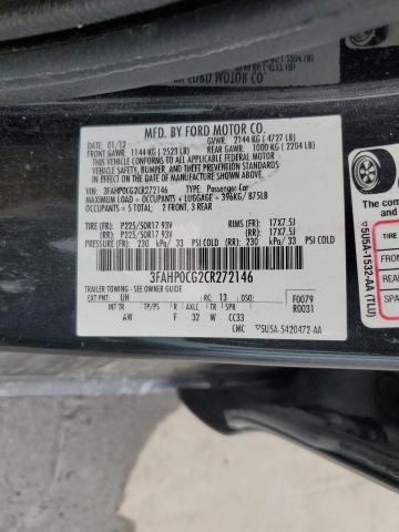 2012 Ford Fusion Sel VIN: 3FAHP0CG2CR272146 Lot: 57684264