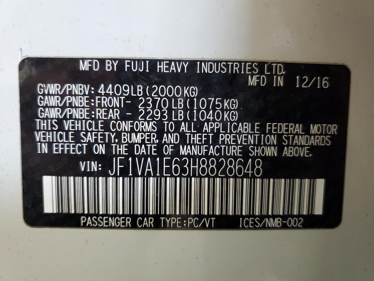 JF1VA1E63H8828648 2017 Subaru Wrx Premium