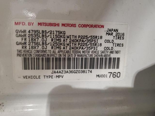 2016 Mitsubishi Outlander Se VIN: JA4AZ3A36GZ038174 Lot: 55837104