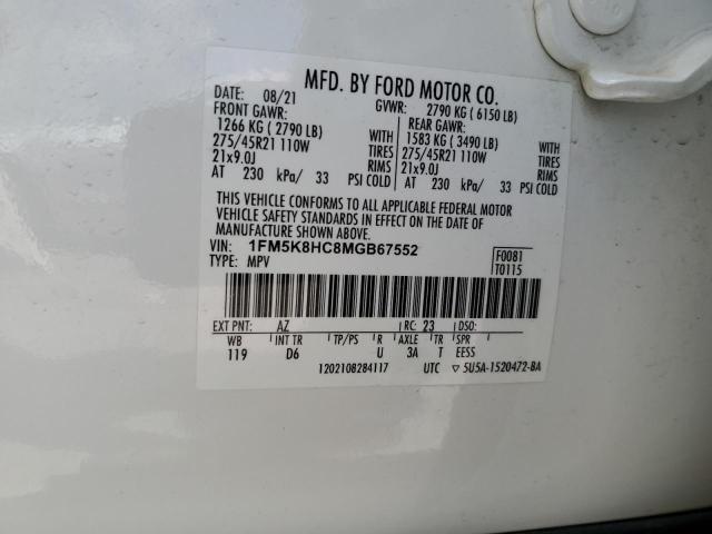 2021 Ford Explorer Platinum VIN: 1FM5K8HC8MGB67552 Lot: 57132974