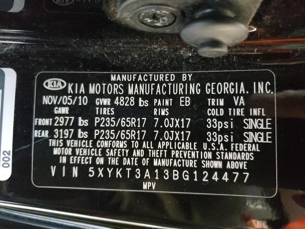 5XYKT3A13BG124477 2011 Kia Sorento Base