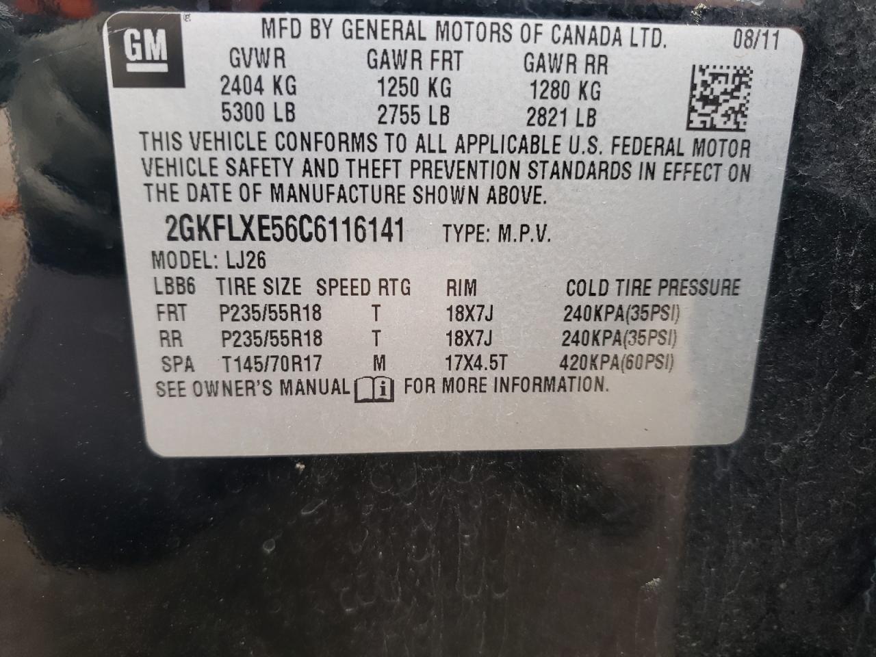 2GKFLXE56C6116141 2012 GMC Terrain Slt
