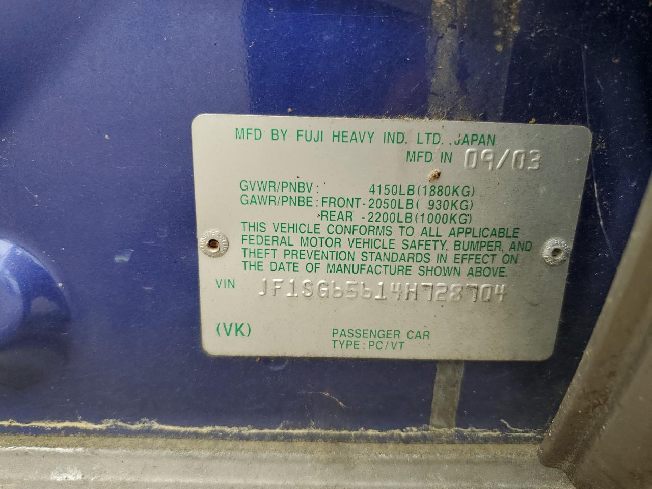 JF1SG65614H728704 2004 Subaru Forester 2.5Xs