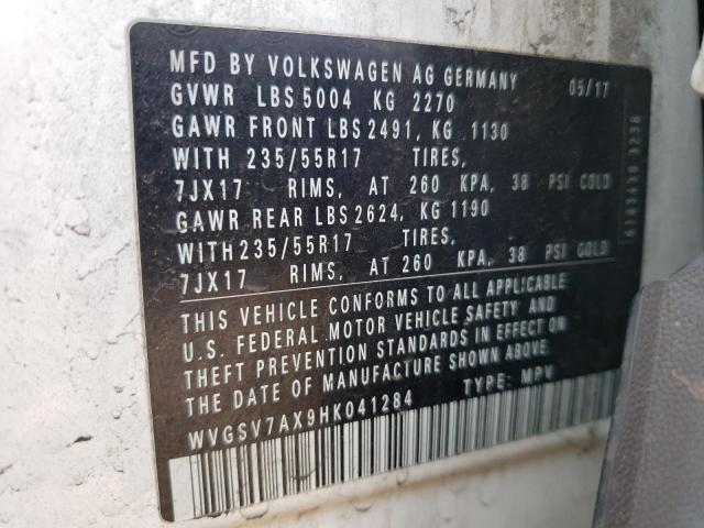 2017 Volkswagen Tiguan Wolfsburg VIN: WVGSV7AX9HK041284 Lot: 57480974