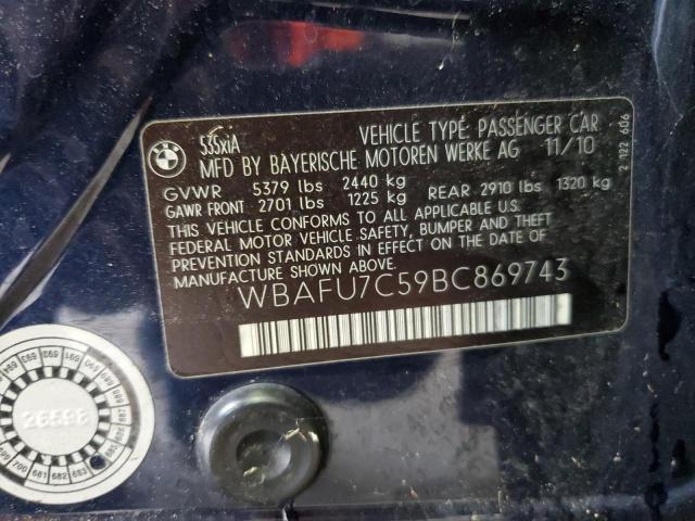 2011 BMW 535 Xi VIN: WBAFU7C59BC869743 Lot: 59064244