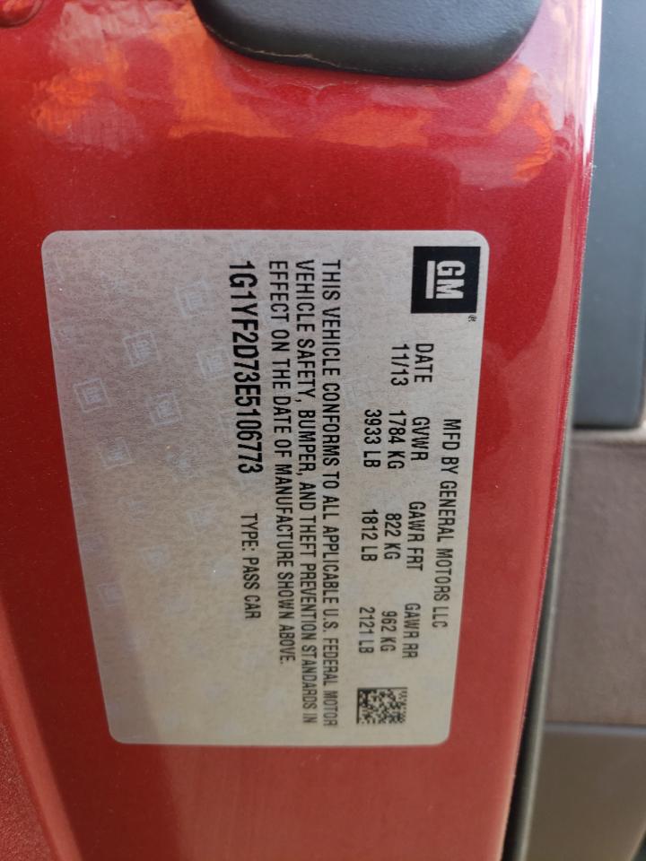 1G1YF2D73E5106773 2014 Chevrolet Corvette Stingray 3Lt