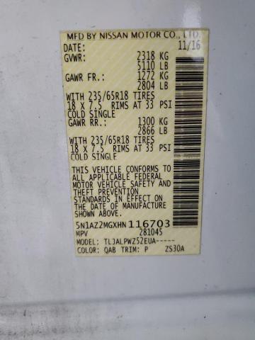 2017 Nissan Murano S VIN: 5N1AZ2MGXHN116703 Lot: 58406854
