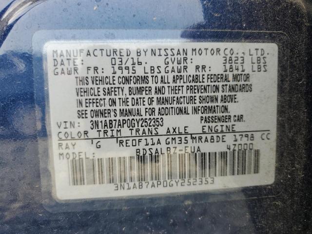 2016 NISSAN SENTRA S - 3N1AB7AP0GY252353