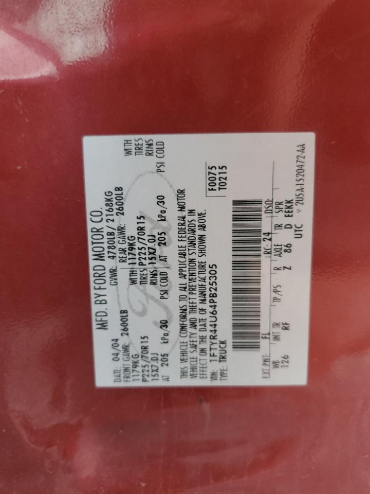 1FTYR44U64PB25305 2004 Ford Ranger Super Cab