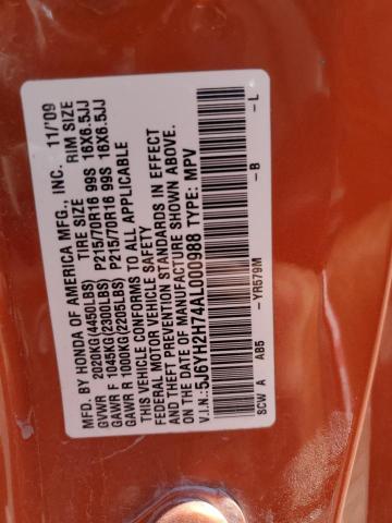 2010 Honda Element Ex VIN: 5J6YH2H74AL000988 Lot: 60539054