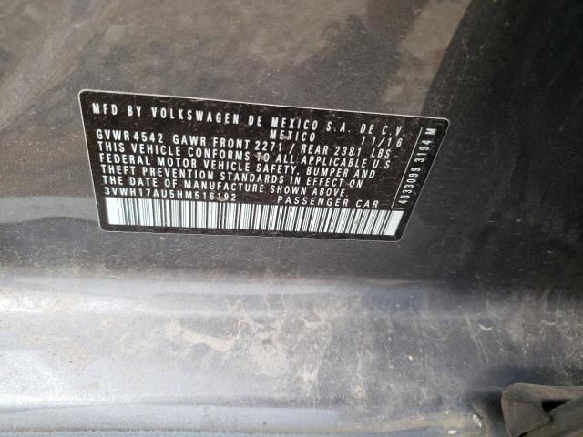 2017 Volkswagen Golf Alltrack S VIN: 3VWH17AU5HM516192 Lot: 57610884