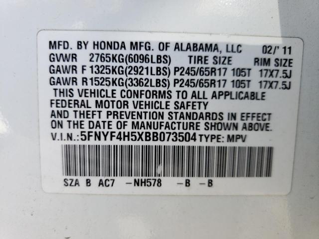 2011 Honda Pilot Exl VIN: 5FNYF4H5XBB073504 Lot: 59229424