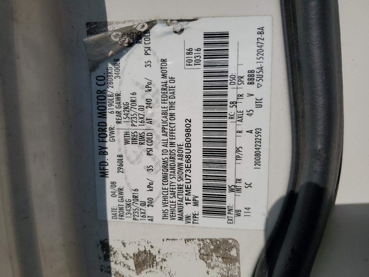 1FMEU73E68UB09802 2008 Ford Explorer Xlt