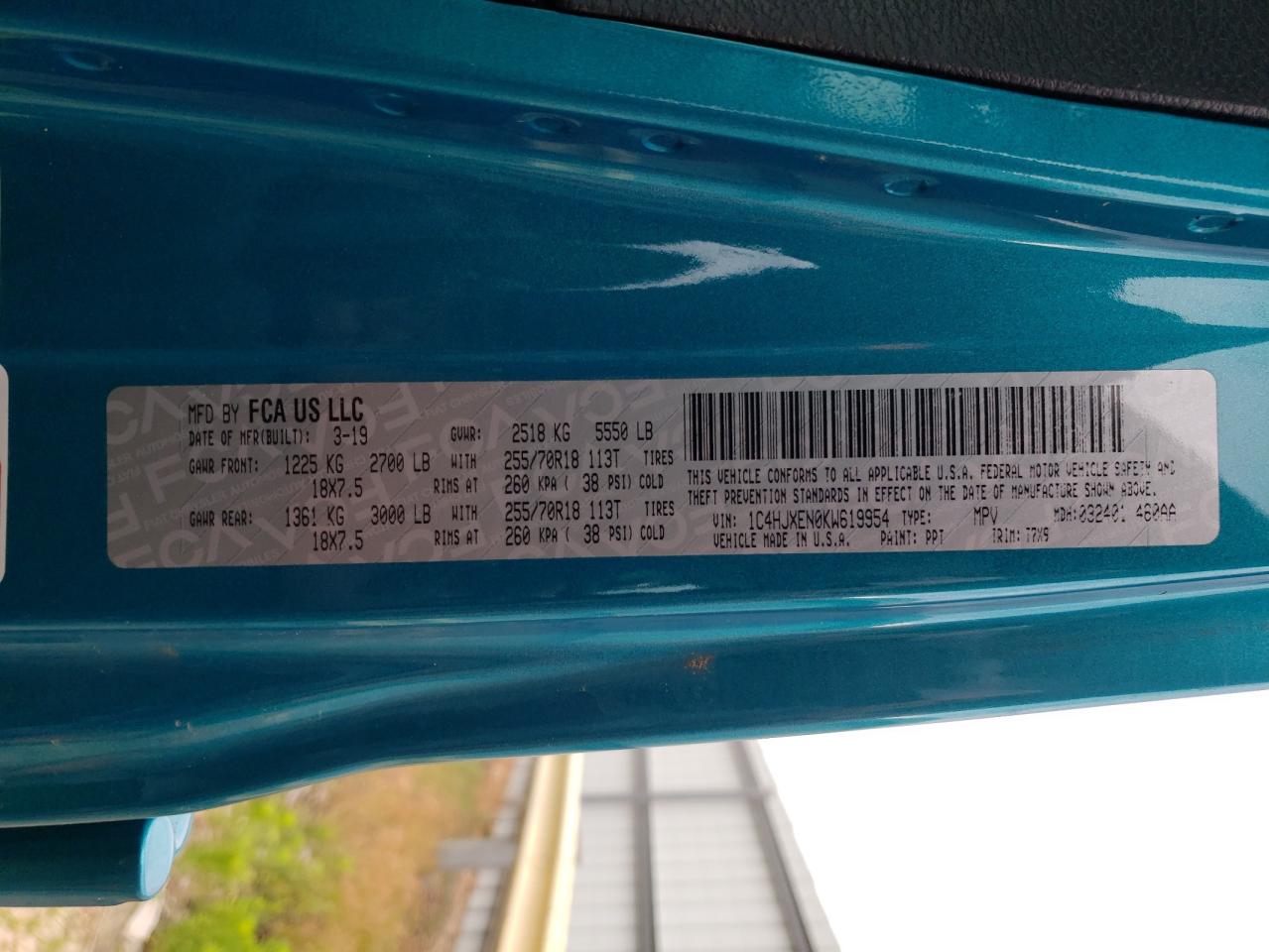 1C4HJXEN0KW619954 2019 Jeep Wrangler Unlimited Sahara