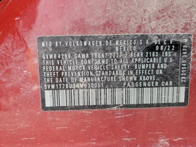 2022 Volkswagen Jetta Gli Autobahn VIN: 3VW1T7BU3NM030051 Lot: 58415904